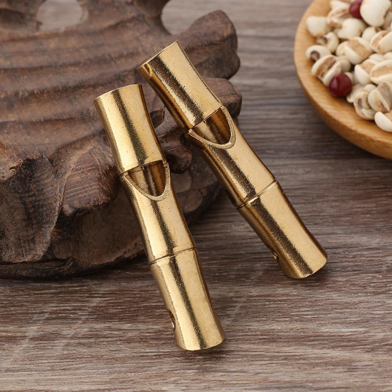 Vintage Brass Dragon Carved Whistle with Keychain Hole High Decibel Loud Portable Whistle for Outdoor Camping Travel Emergency
