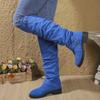 Women's Large Size Belt Buckle Slouch Boots Chunky Heel Knee-High Fashion Boots.