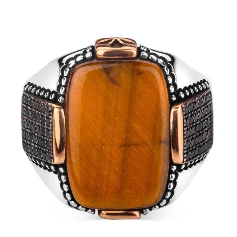 Neuer Europäischer und Amerikanischer Retro Zweifarbiger Herrenring Schmuck