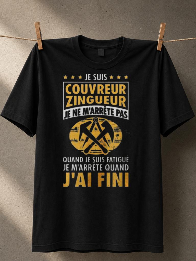 Compact Roofer With French Couvreur Zingueur Text Tool Yellow Work And Worn Vintage Texture Unisex Unisex All TShirt