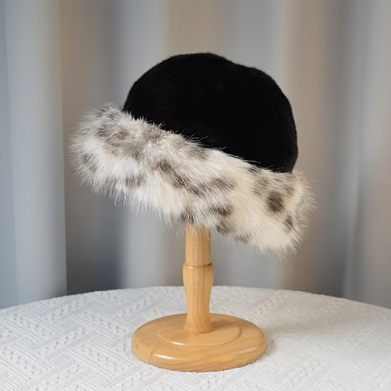 

Женские зимние плюшевые шапки-рыбаки из мягкого пушистого теплого меха для женщин чёрный