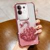 KEYSION Shockproof Plating Phone Case for VIVO Y29 4G Clear Soft TPU Glitter Jewelled Swan Kickstand Back Cover for IQOO Z10X 5G