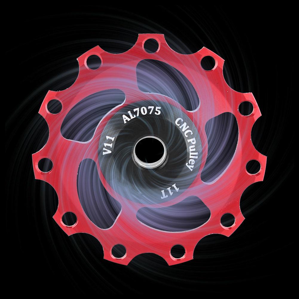 Lightweight 11T Mountain Bike   Rr Derailleur Pulley   Wheel (Black Red)