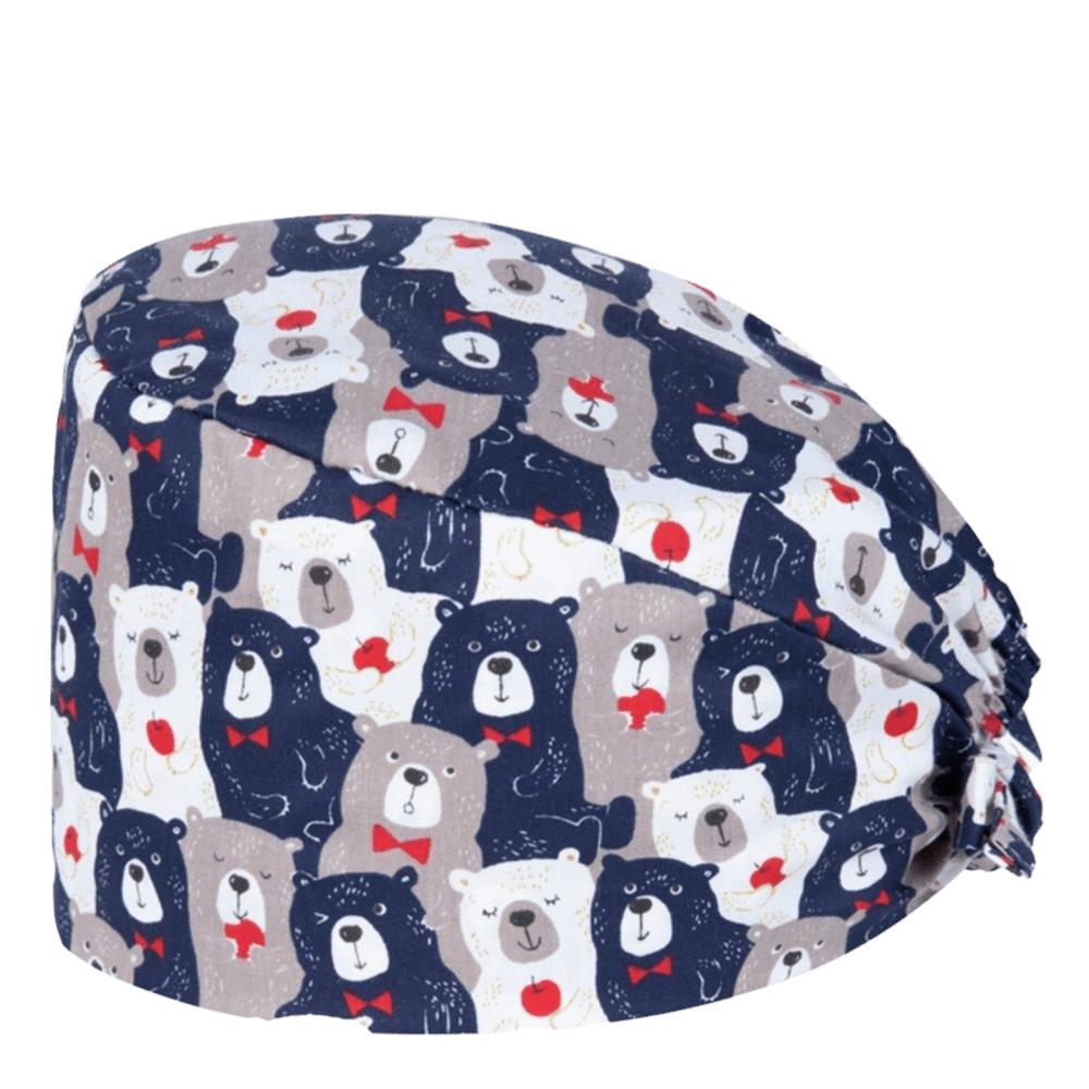Unisex Cartoon Printing Scrub Cap Adjustable Buckle Print Design Lab Scrub Hat Breathable Soft Pure Healthcare Hats Pet Hospital