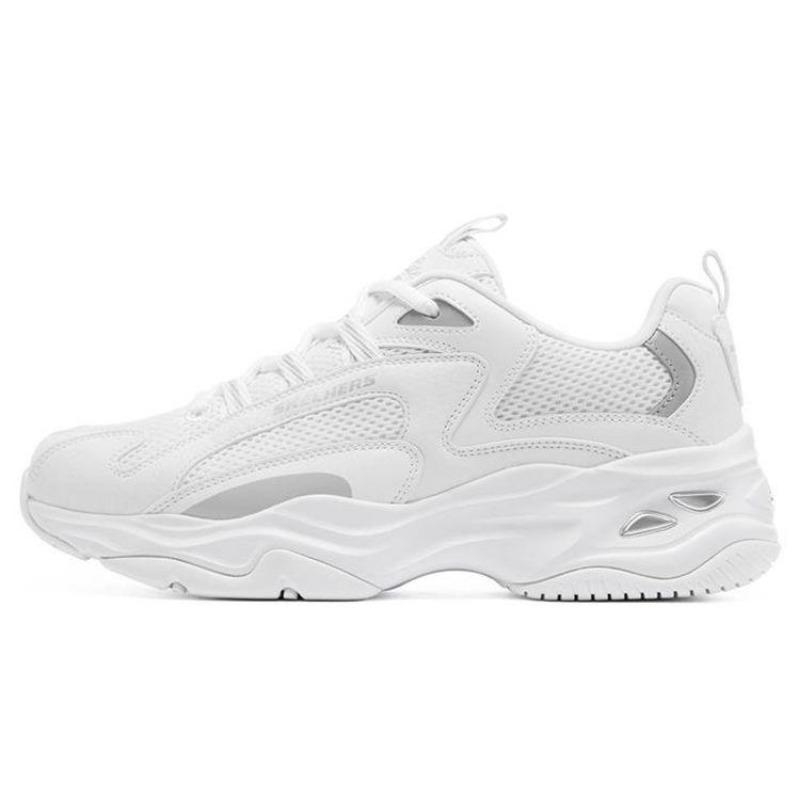 Skechers D LITES 4.0 Women Low Top Dad Shoes White Silver 149562-WSL 37