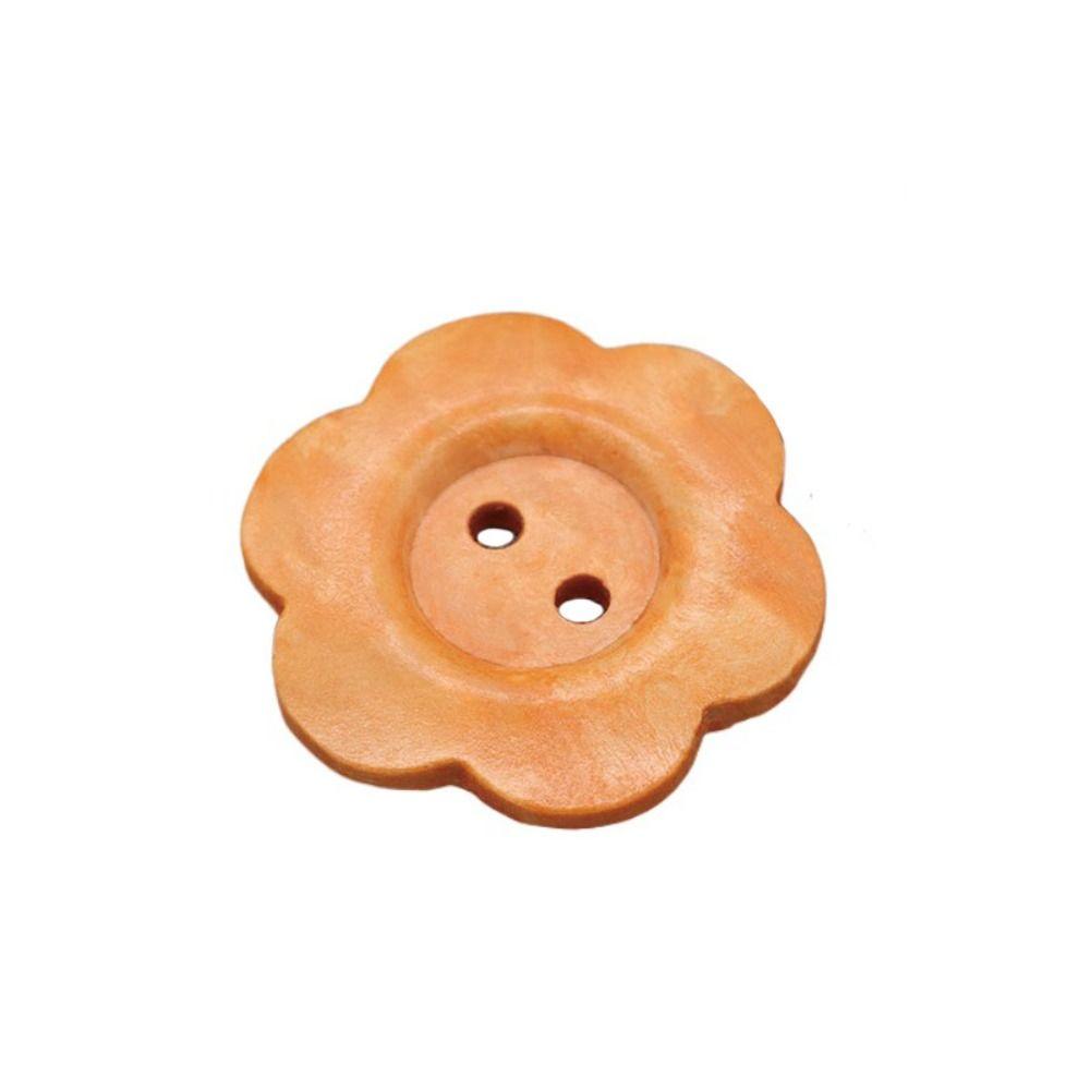 50PCS Round Clothing Button Flower Shaped Sewing Button Overcoat Wood Buttons  Clothing Sewing