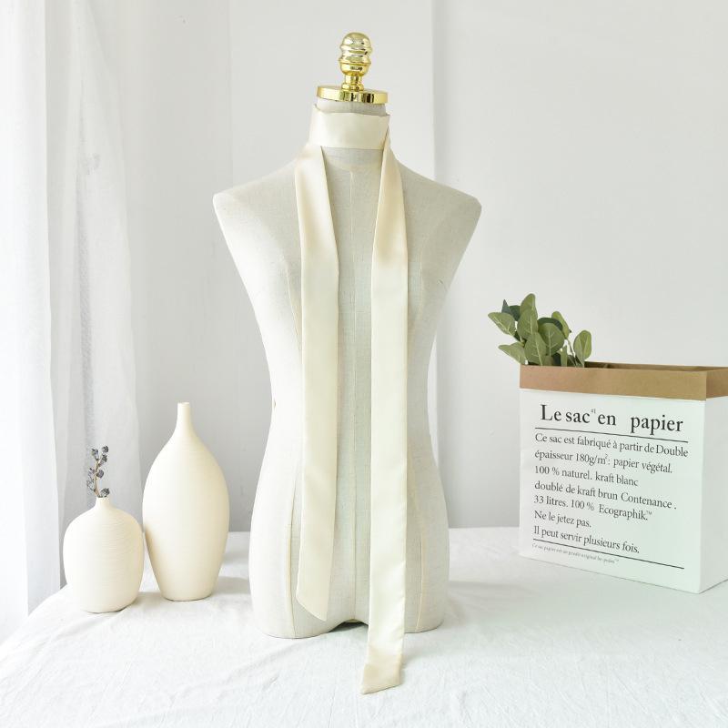 5x190cm Women Satin Silk Narrow Scarf Neckerchief Solid Color Neck Scarves Long Silk Scarf DIY Bag Ribbon Head Neck Hair Band