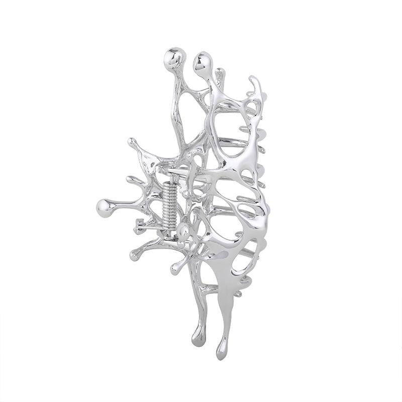 1pc Advanced Metal Liquid Hair Claws, Women's Hair Volume, Multiple Discs, Hair Clips, Hair Accessories, Temperament, Headwear