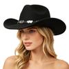 High Sense Versatile Western Cowboy Hat Turquoise Chain Hat Autumn and Winter Women's Fashion Casual Retro Top Hat