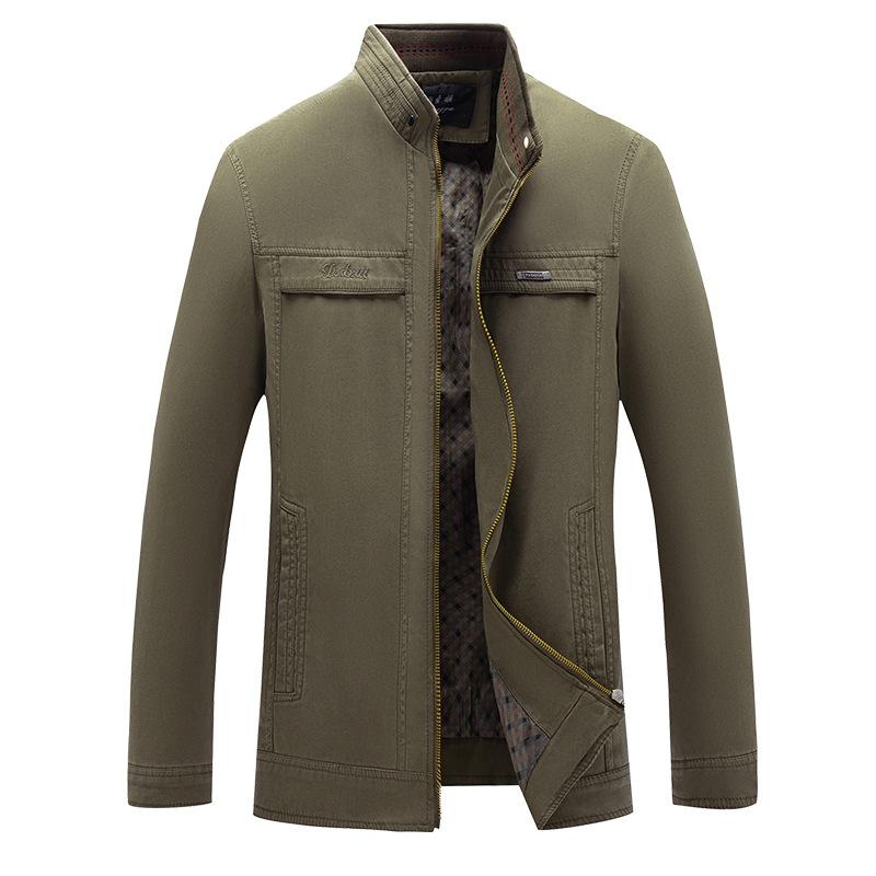 Cotton Jacket Middle-aged and Elderly Pure Cotton Loose Jacket Stand-up Collar Men's Spring and Autumn Coat Middle-aged Dad Clothing Spring and Autumn