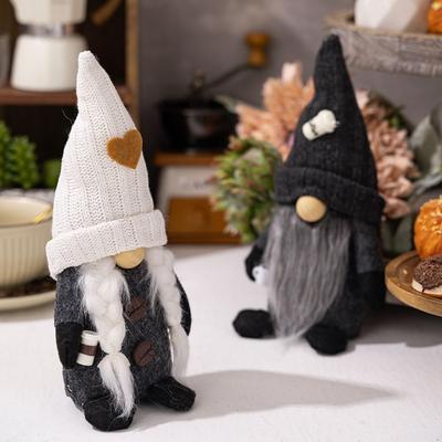 With Knitted Hat Coffee Gnomes Plush Doll Cute Soft Plush Christmas Faceless Doll Handmade American Style