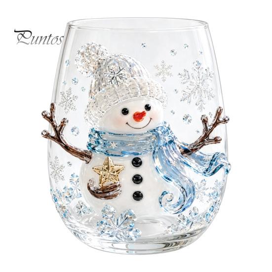 Weihnachts-Glasbecher 3D Tumbler, Mit Santa, Schneemann, Baum Skulpturierter Becher, Kreatives Skulpturales Dekoratives Feiertags-Trinkgeschirr, Festliches Geschenk für Party-Trinkgeschirr