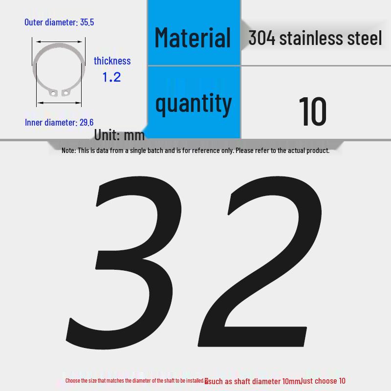 304 Stainless Steel Snap Ring for 3-200 Bearing