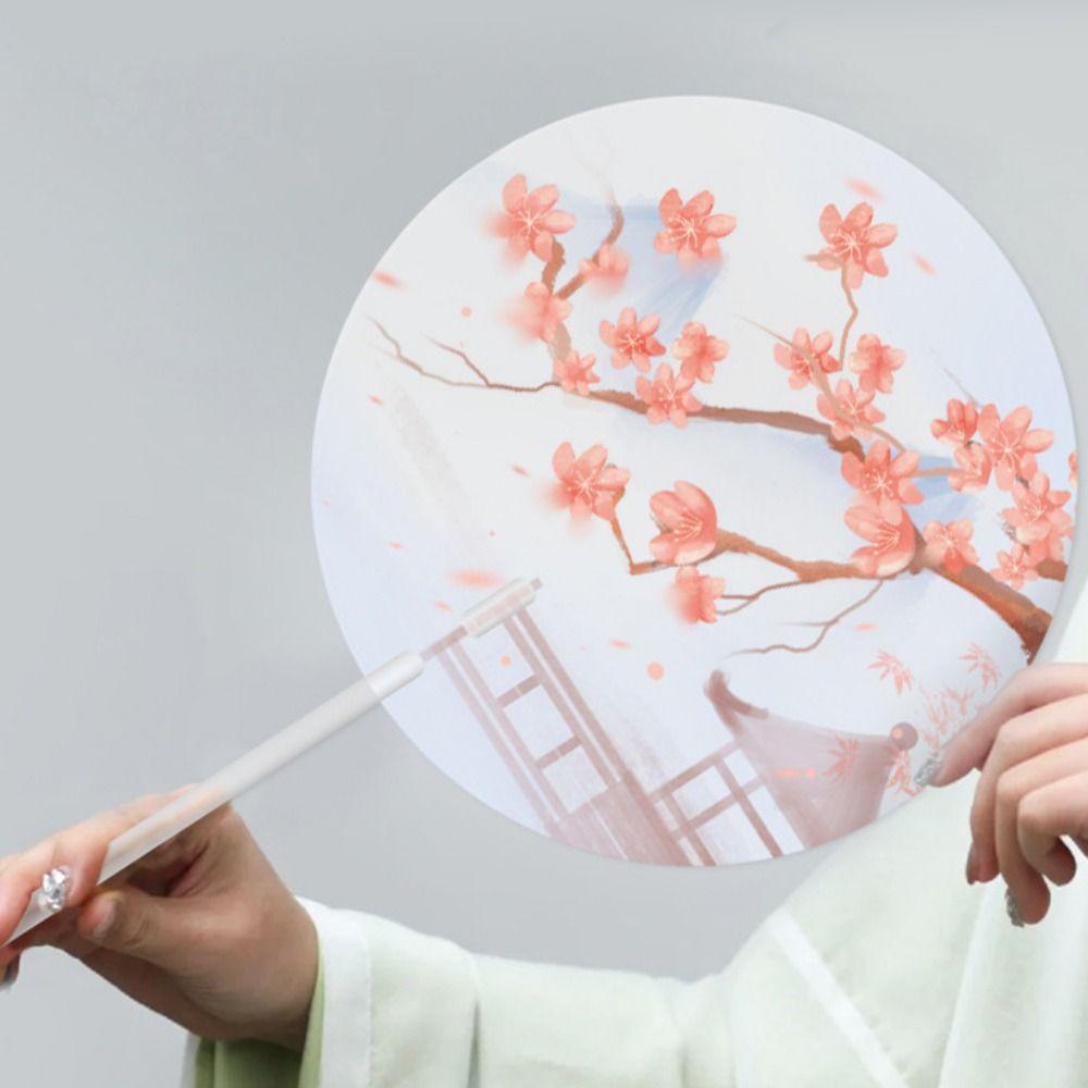 

Высококачественный ручной круглый веер с матовой ручкой, веер для танцевальной группы, аксессуары для ханьфу style 7