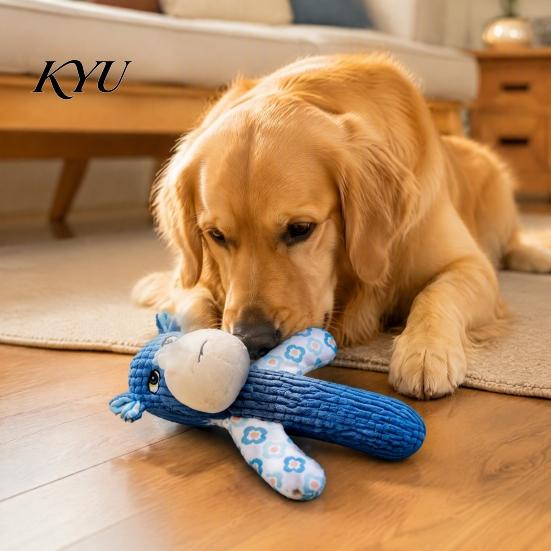 Boredom Buster Toys for Home Squeaky Plush Dog Toy, Cute Animal Shape, Durable Corduroy Crinkle Paper Chew Interactive Pulling Games Pets Pet