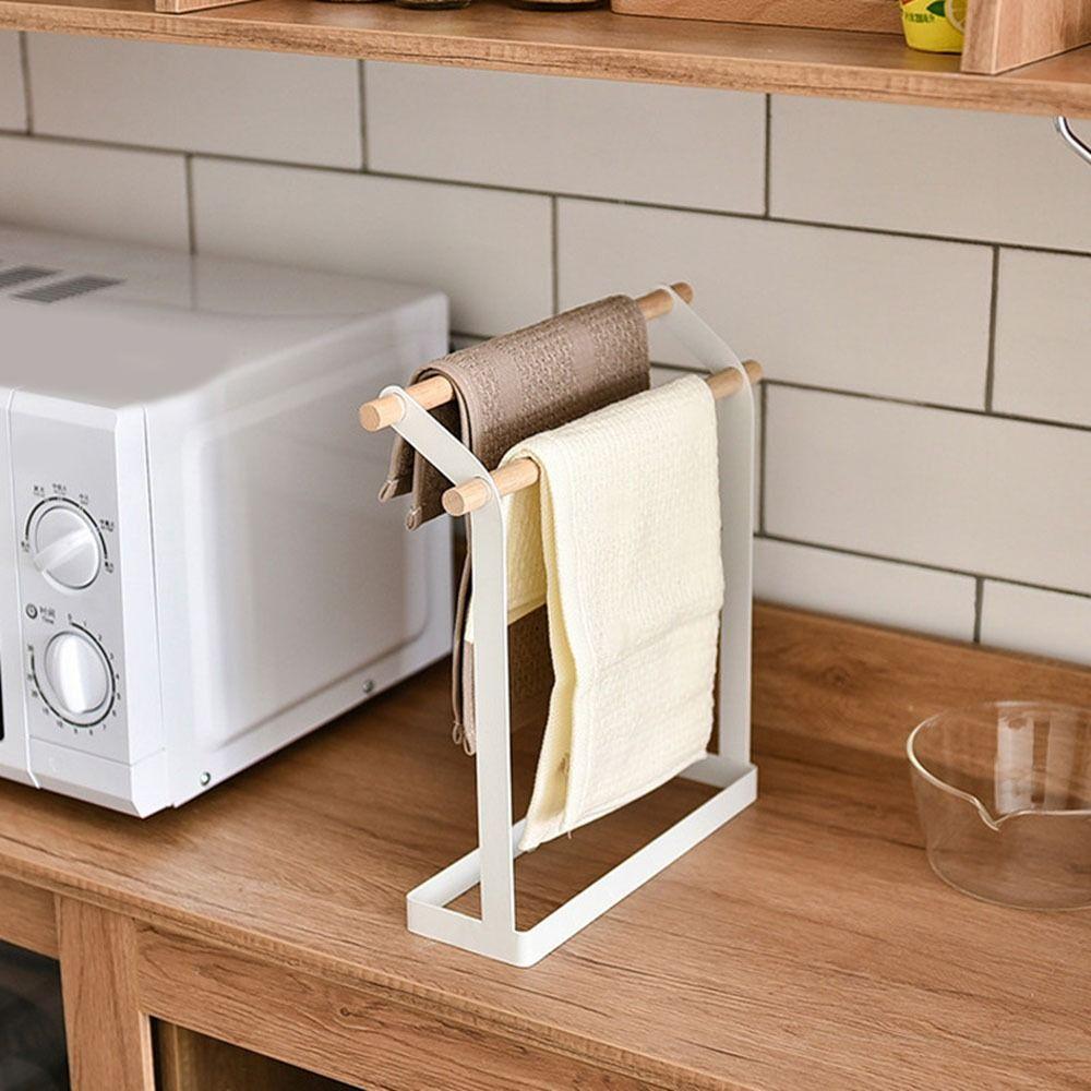Double Bar Vertical Towel Holder Stable Washcloth Dishcloth Hanger Towel Drying Rack  for Home