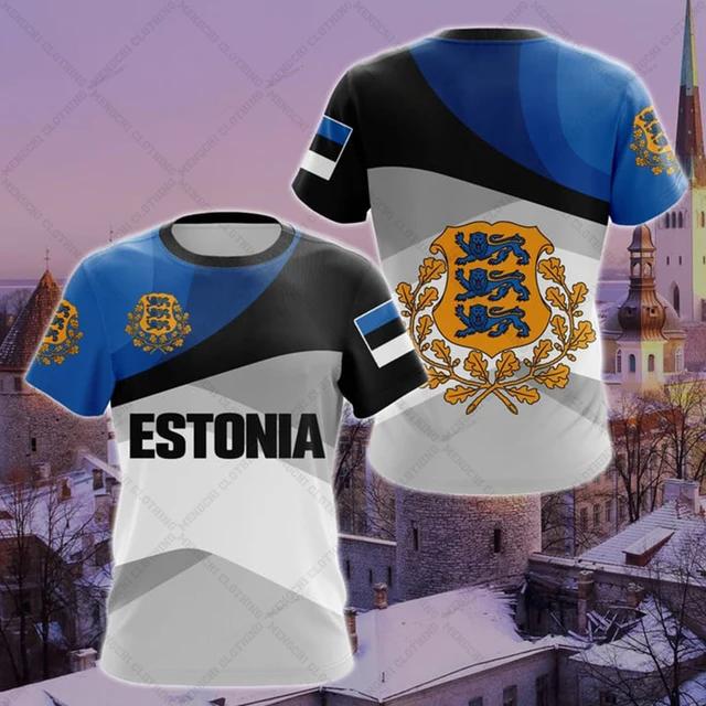 Estonia Flag Coat of Arms Graphic Tee Summer Casual Pullover Men's Fashion O-neck T-shirts Boys Oversized Short Sleeve Tops