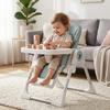 Folding High Chair, 6-36 Months, Adjustable Height, Double Washable Tray, Wheels, Green