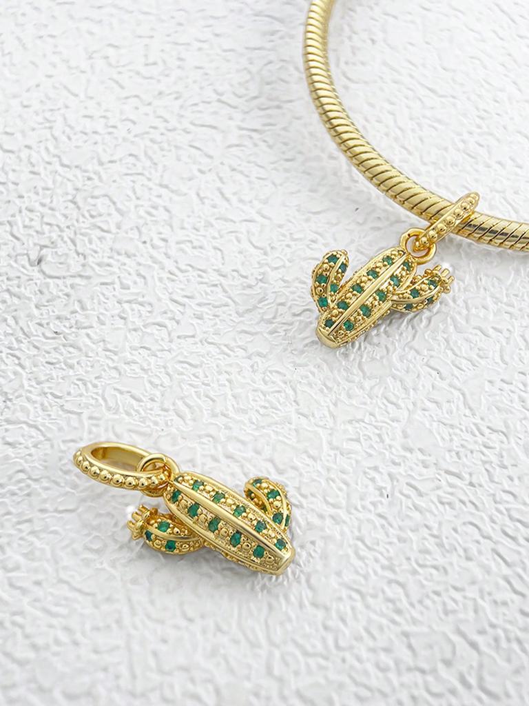 Charms Plata Golden Insect Cactus Beads Charm Copper Plated Fit Charms Copperoriginal Bracelet For Jewelry Making Diy Charm