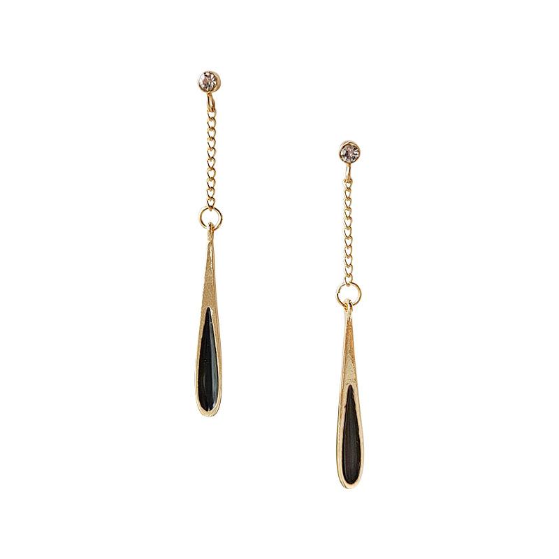 Brincos de gota de água com óleo pingando diamante, brincos de design de nicho de moda coreana, brincos longos de vento frio de metal