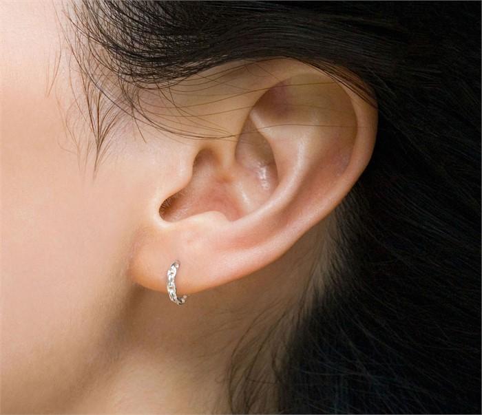 [Vago925] 12mm Chain One-Touch Silver Earrings 11171 (9824117)