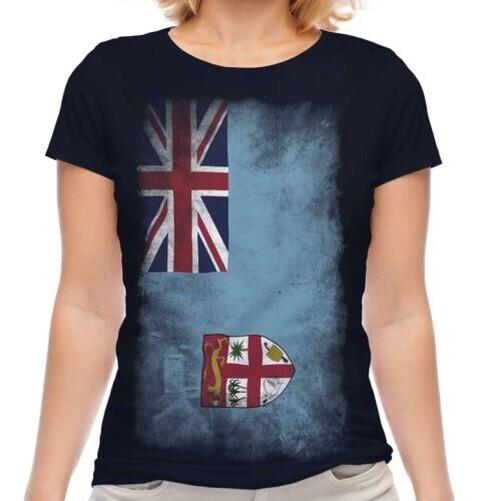 

Fiji Faded Flag Women T-Shirt Viti Football Fijian Gift Shirt XL