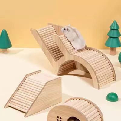 Smooth Hamster Climbing Ladder with Hiding Hole Small Hamster Wooden Bridge Pet Cage Decor Accessories