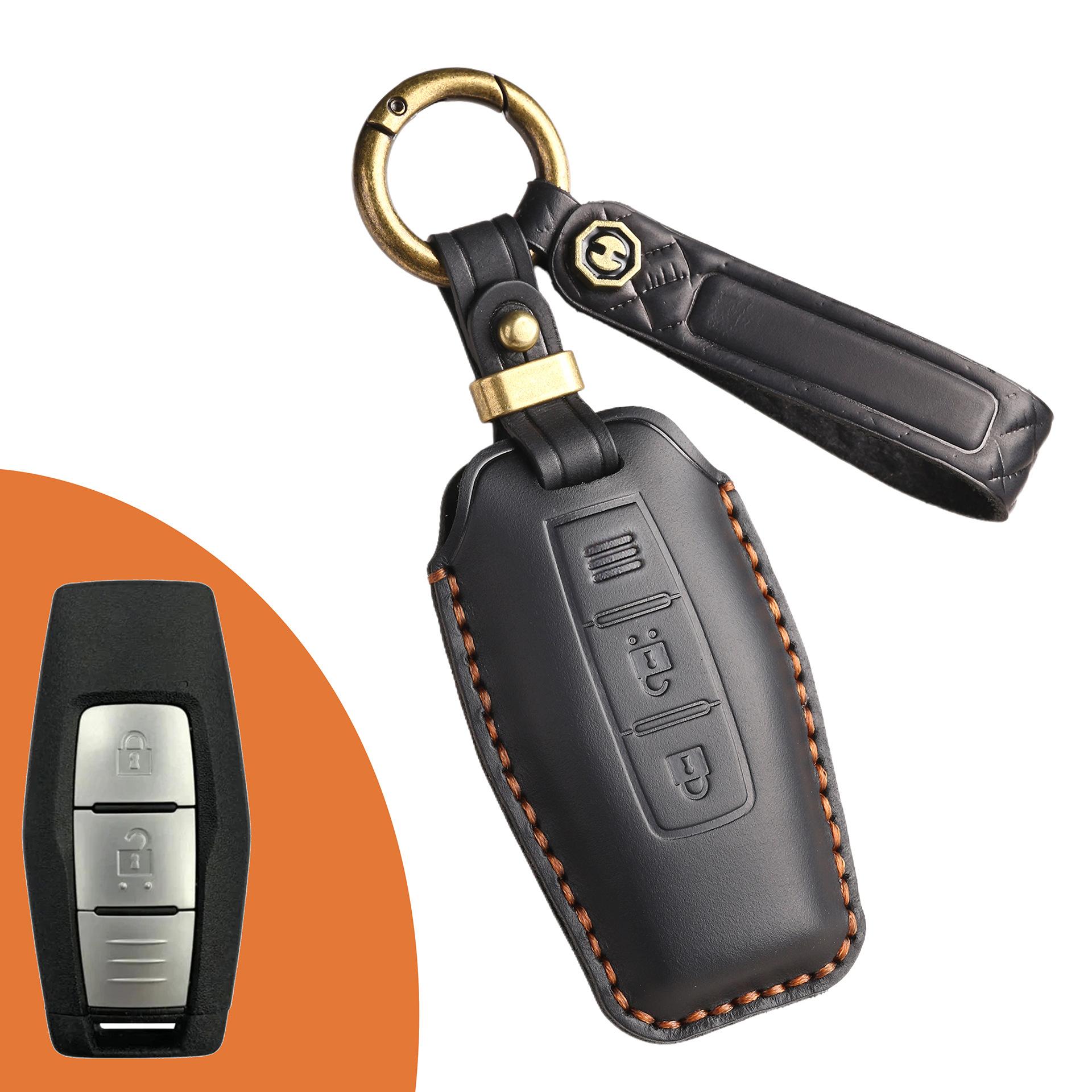 Retro key cover is suitable for GAC-Mitsubishi Outlander keychain, genuine leather retro key protection bag.