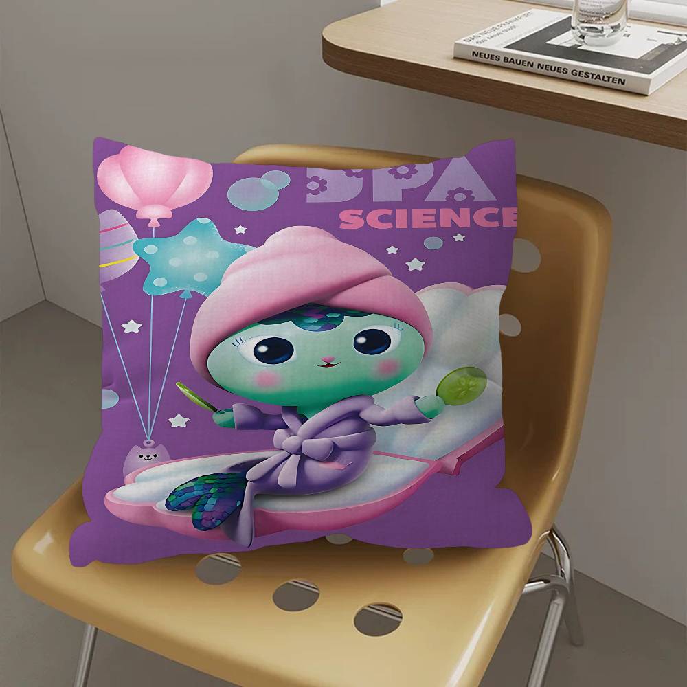 K-Kids G-Gabbys D-Dollhouse Pillow Covers Cartoon Sofa Decorative Home Double-sided Printing Short Plush Cute Cushion Cover
