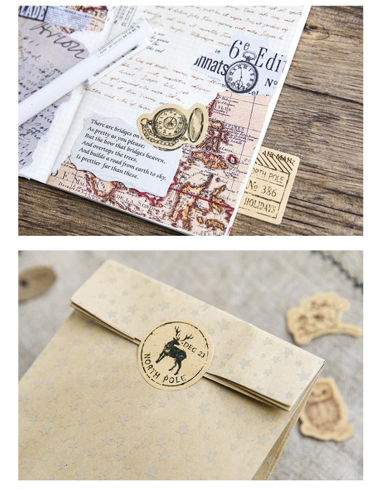 46 Stück Natur Erinnerungen Hinweis Aufkleber Set Mini Vintage Wald Pflanze Tier Aufkleber DIY Klebeposten Dekoration Geschenk Siegel A6430