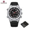 NAVIFORCE Original Men Quartz Watch Calendar Date LCD Display Luminous Pointer Silicone Strap Waterproof 30m Men Casual Fashion Watch NF9265