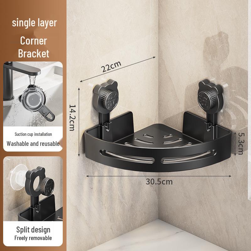 

Wall-Mounted Bathroom and Kitchen Storage Rack with Suction Cup Draining Washstand