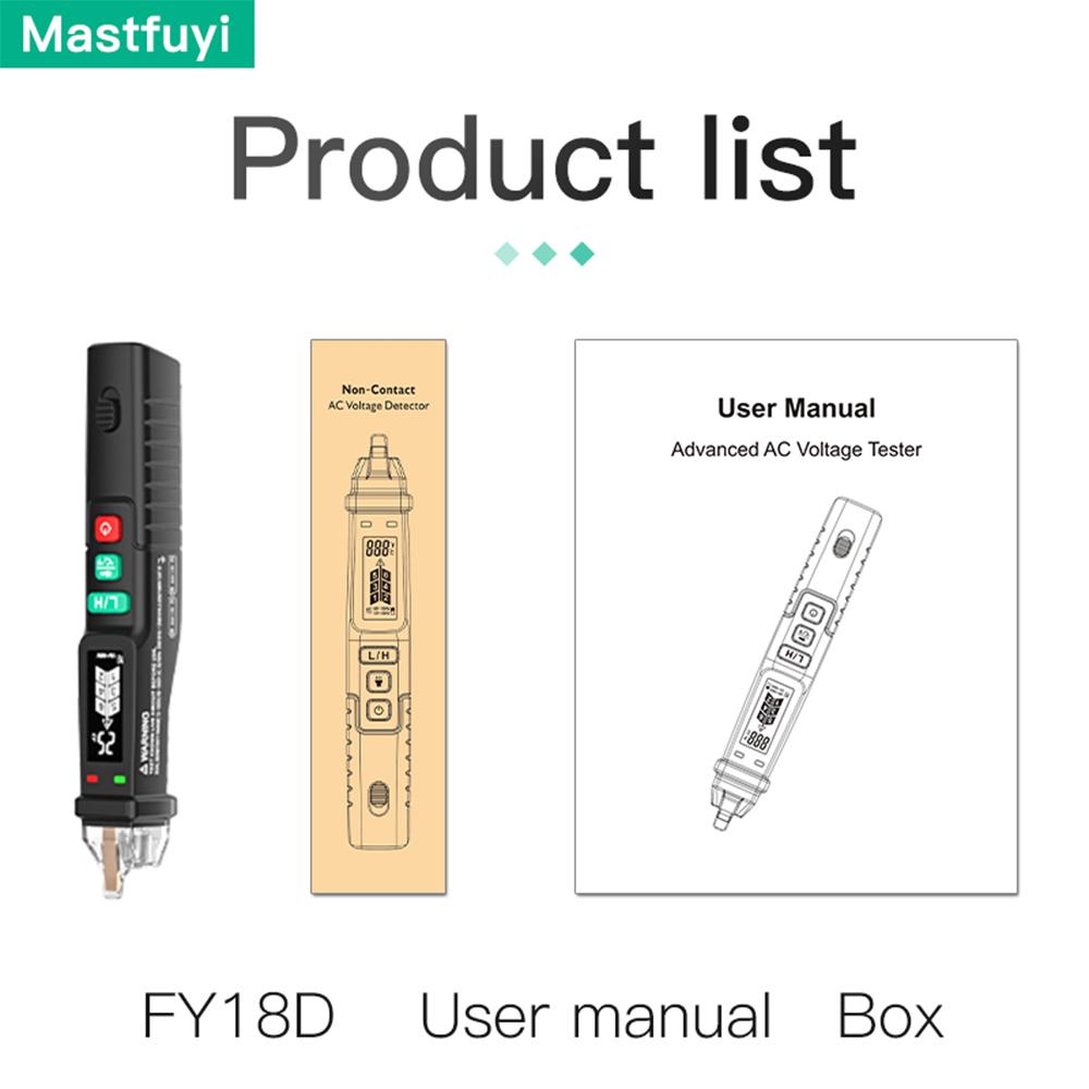 Mastfuyi FY18D Non Contact AC Voltage Tester with Dual Range 12V 1000V 48V 1000V Multifunction NCV AC Voltage