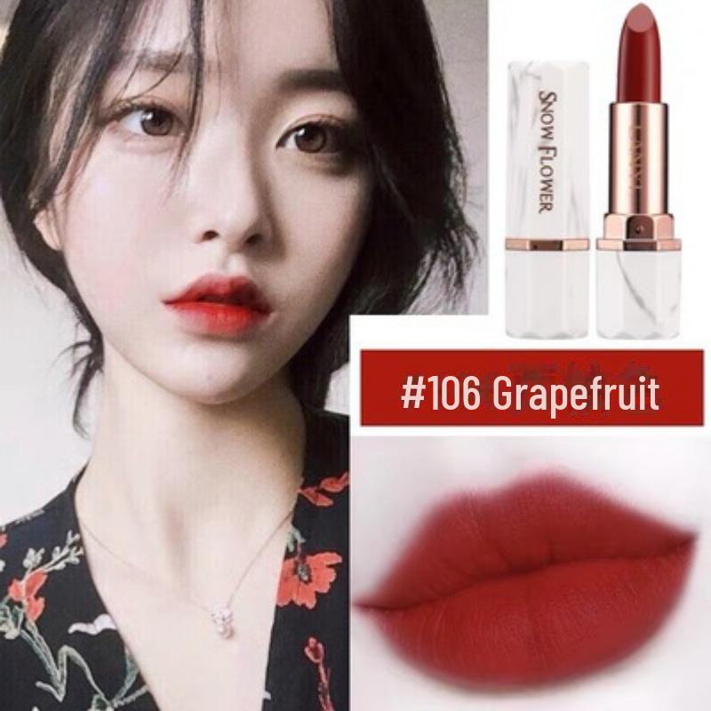 Lan Yi Snowflake Marble Soft Lipstick - Retro Aunt Color, Bean Paste, Tomato Shades, Whitening, All-Match.