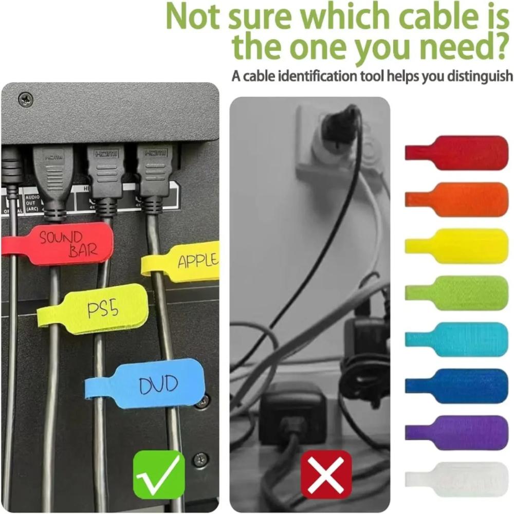 5-50Pcs Self-Adhesive Cable Labels, Reusable Waterproof Wire Marking Stickers, Fiber Cable Tags for Office Home Wire Organizer