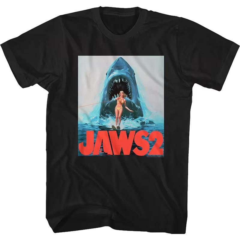 The 2025 Summer and Autumn New Great White Shark Retro Printed T-shirt Is a Loose and Trendy Short-sleeved Cotton Couple's Top