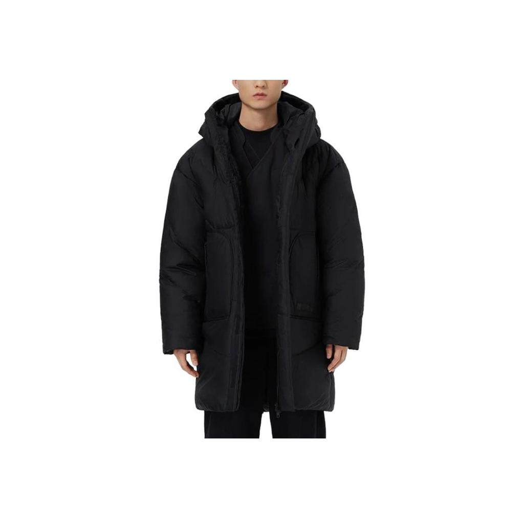 Li Ning Plain Logo Zipper Hooded Down Jacket Men Outerwear Black AYMS141-2