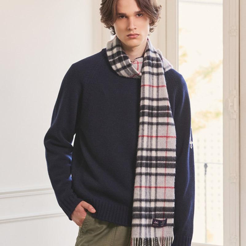 ABRAHAM MOON Merino Wool Muffler 25cm - Gray Thompson