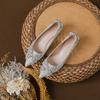Bride's main wedding shoes Xiuhe wedding dress two wear crystal shoes women's 2025 new autumn French thick heel single shoes are not tired
