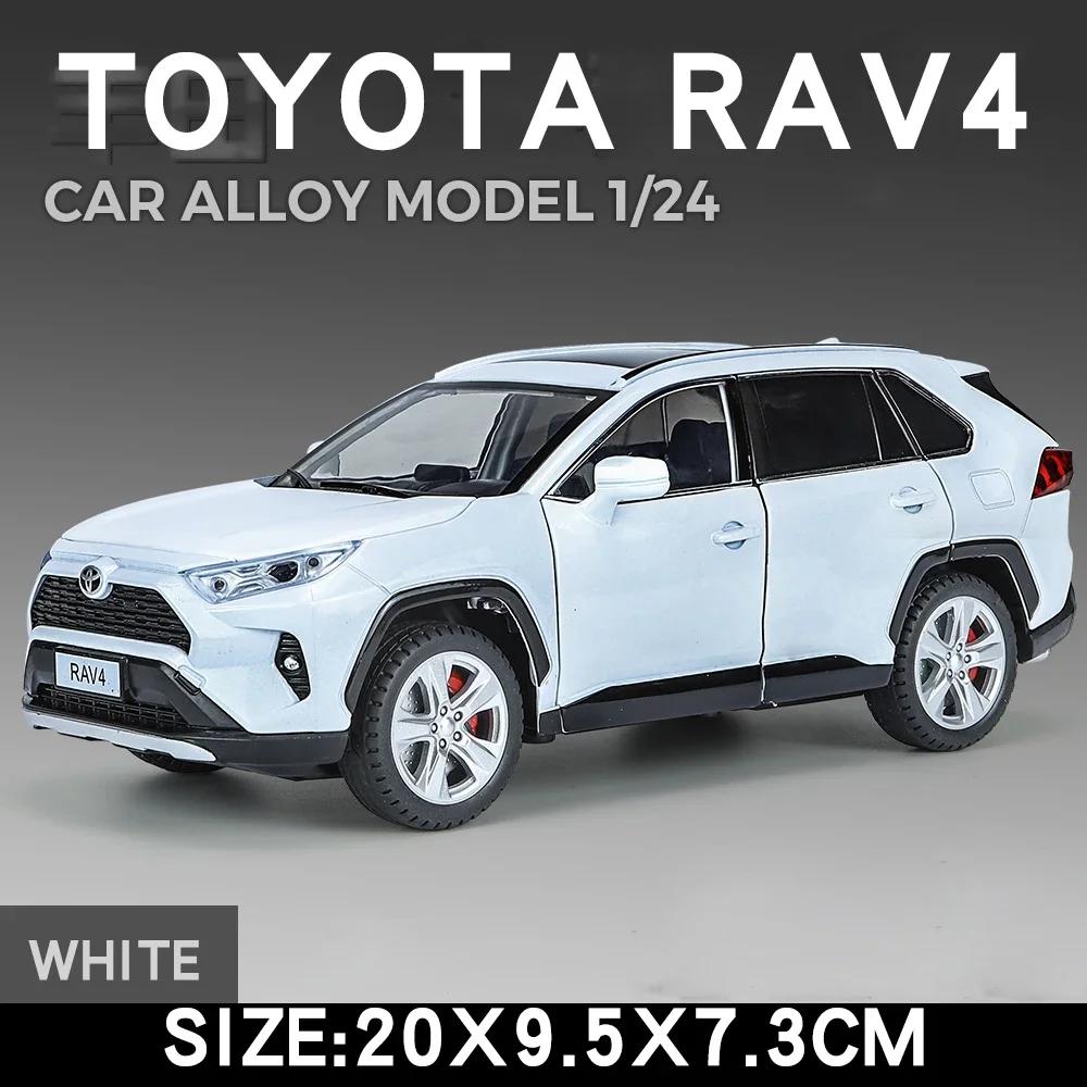 1/24 Scale Toyota RAV4 Off-Road SUV Model Car Metal Diecast Vehicle Simulation Collection Sound & Light Toy for Kids Boys Gift