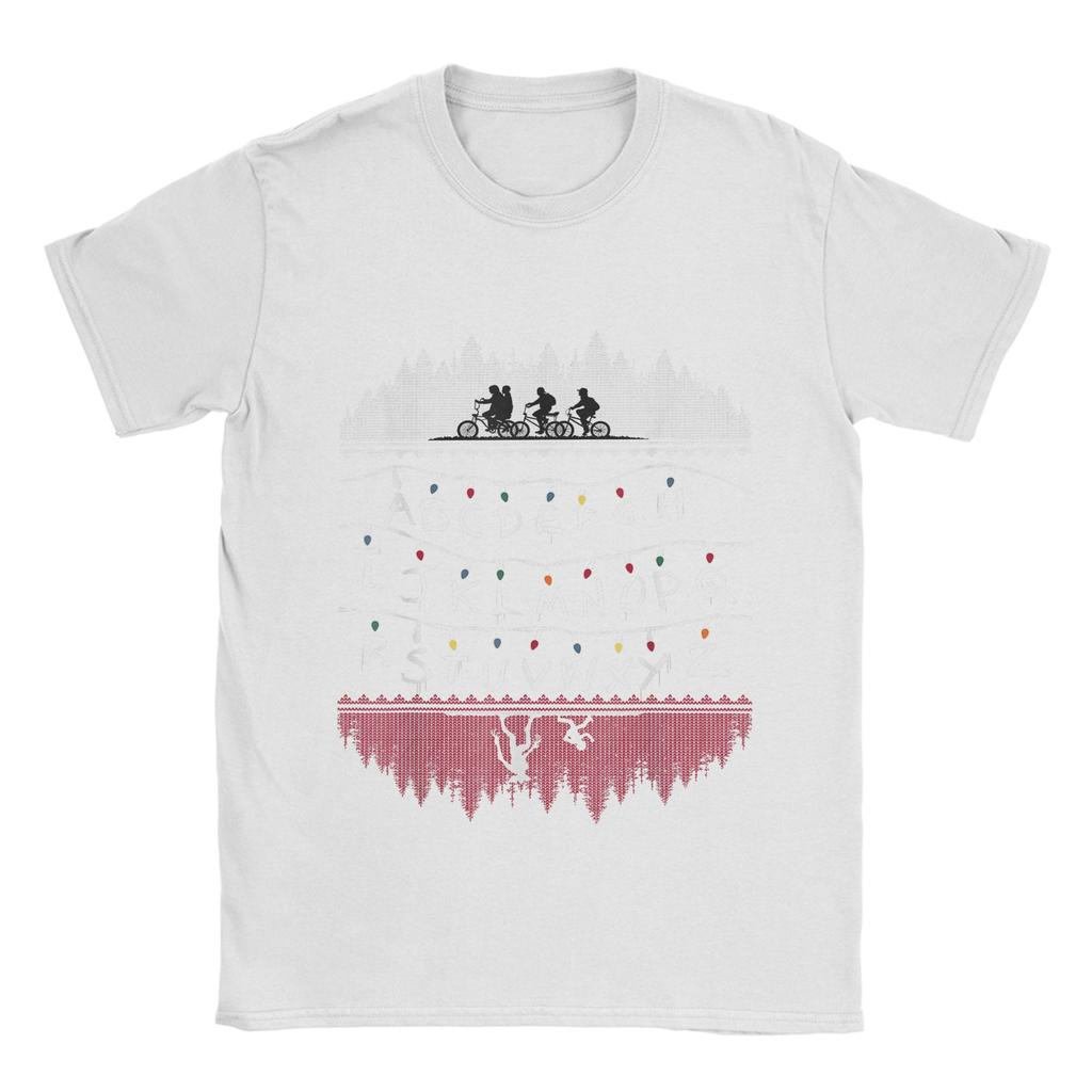 Stranger Alphabet Lights Cotton T Shirt For Men Summer Vintage T Shirts O Neck Hippie Tees Big Size Cheap Tops