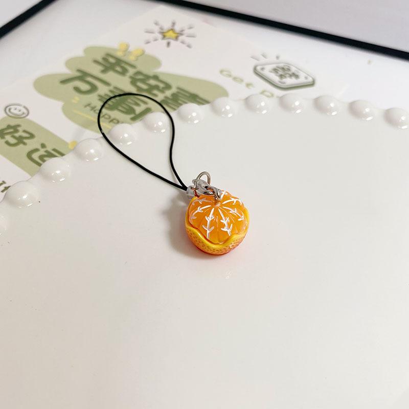 Simulated Orange Phone Lanyard, Creative Fruit Food Pendant Bag for Friend Gifts, Big Orange Big Fortune Creative Half-Peeled Orange Phone Strap
