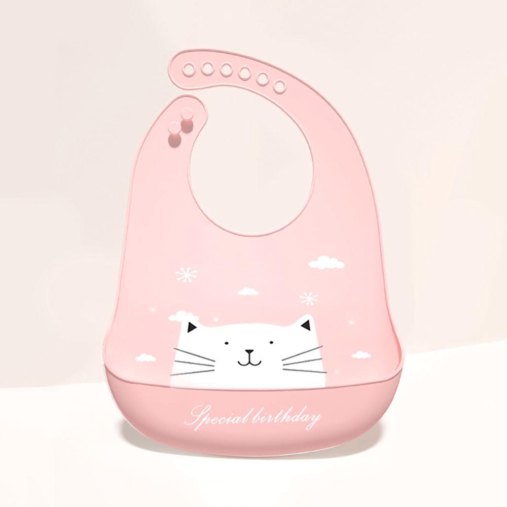Silicone World 1PC Waterproof Bibs Baby Kids Stuff Cute Cartoon Printed Kids Bib Adjustable Soft Silicone Bib Baby Feeding Stuff
