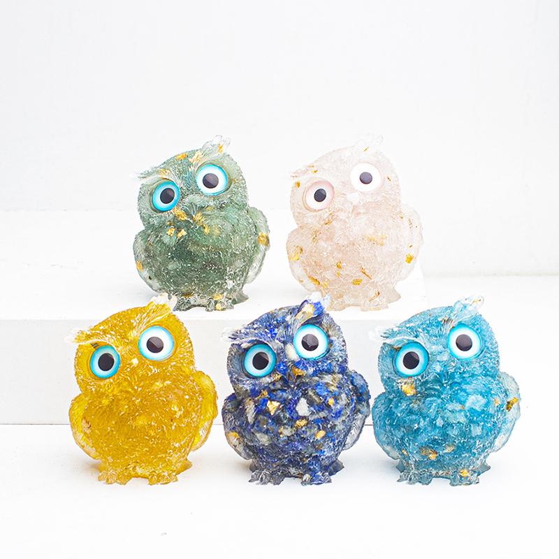 1Pc Natural  Cute Animal Image Macadam Drip Glue Owl Household Supplies Desktop Ornament