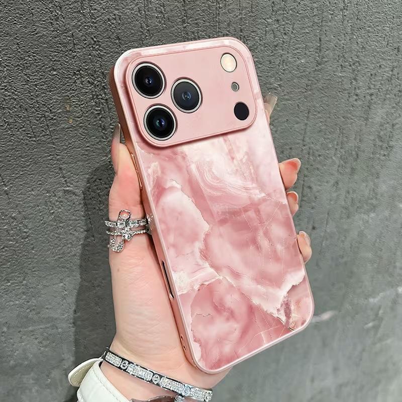 Integrated lens frame gilt marble pattern iPhone15promax mobile phone case tempered glass protective case