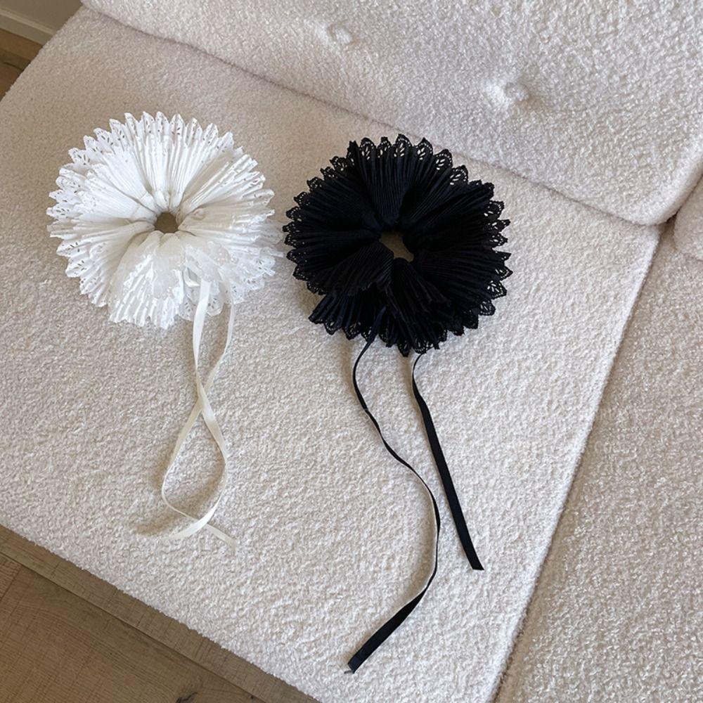 Cloth Lace Scrunchies Double Layer Pleated Large Hair Scrunchies Fashion Elastic Hair Bands  Girl