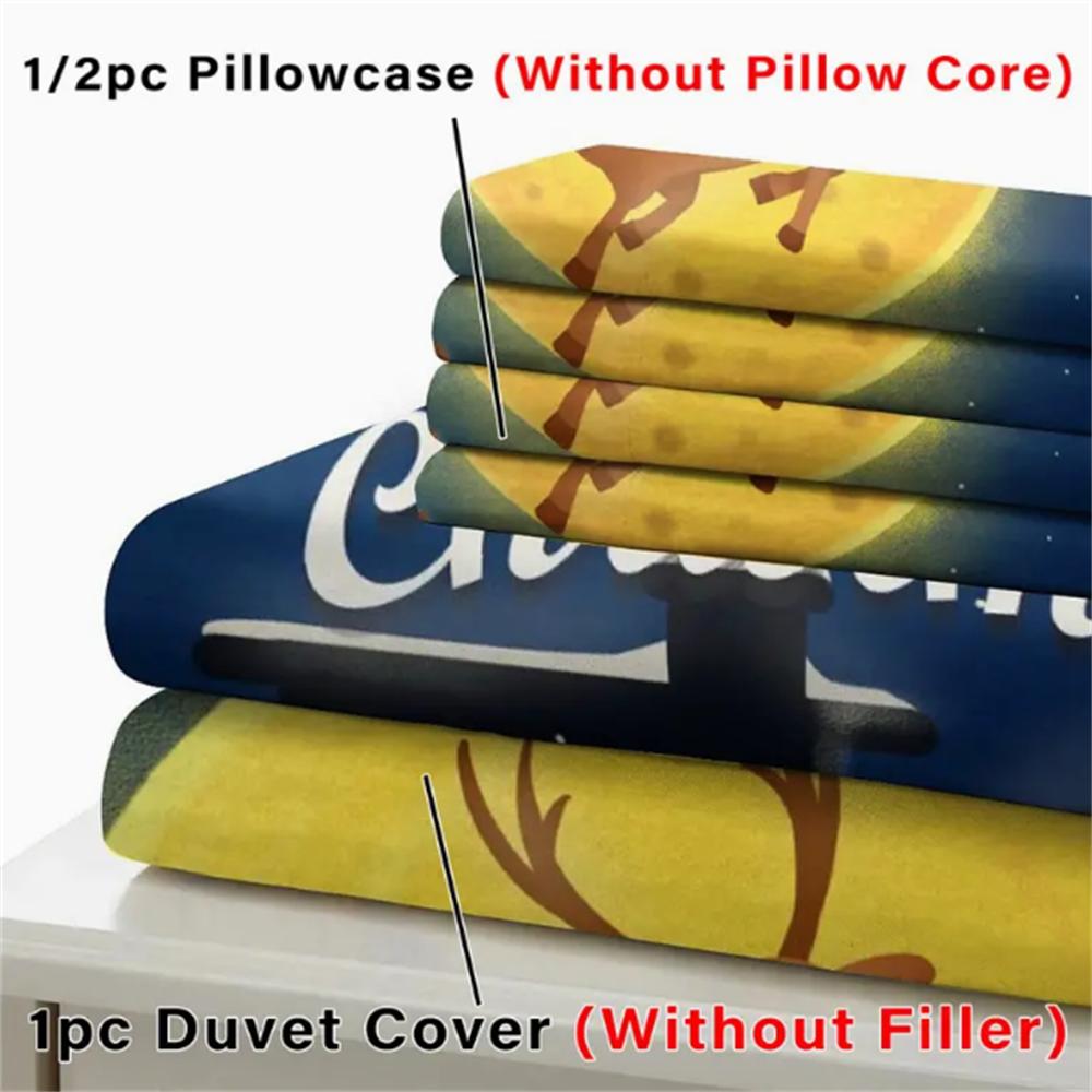 3D Digital Print Bedding Set 2/3-Piece Christmas Theme Duvet Cover Breathable Polyester Fabric Machine Washable Zipper Closure