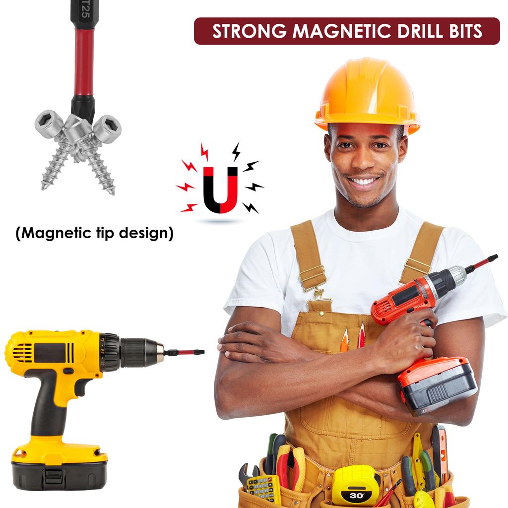 Magnetic Hex Screwdriver Bit Set Solid Easy to Use Magnetic Head Bits Kit Versatile Alloy Steel Square Bit Set for Home