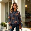 Women's Casual Neck Sweatshirt with Rugby Print