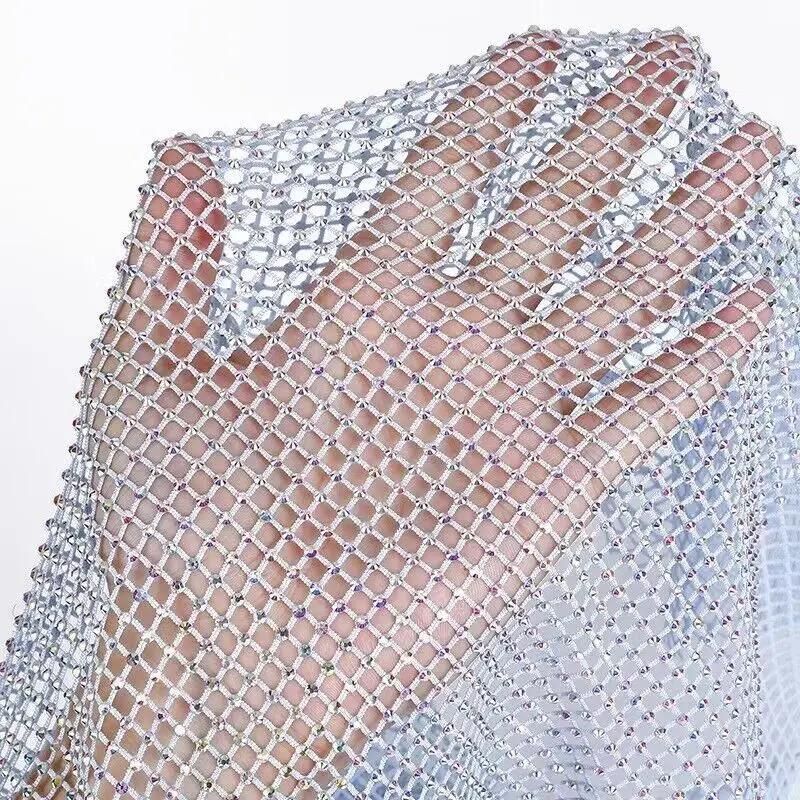 50x120cm Glitter Rhinestone Mesh Fabric Stretch Net Cloth Trim Sew Dress Costume DIY Sewing Craft Dress Supplies New